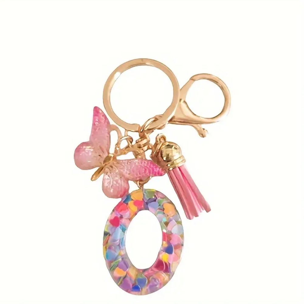 Alphabet Initial Letter Butterfly Keychain. PINK. NE…